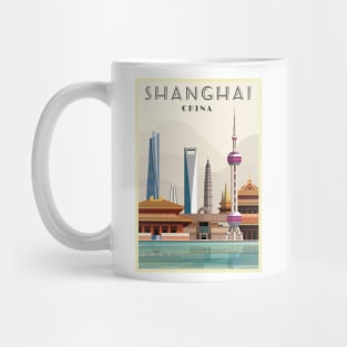 Shanghai, China - Vintage Travel Poster Mug